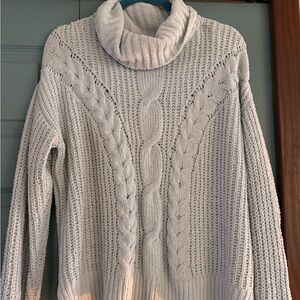 Moral Fiber Cable Knit Turtleneck Sweater - mint
